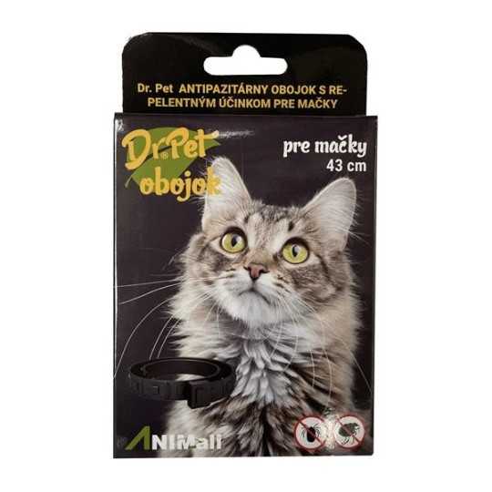 Obojok Dr.Pet pre mačky 43 cm antiparazitárny ČERVENÝ s repelentným účinkom (tick and flea repellent collar for cats)