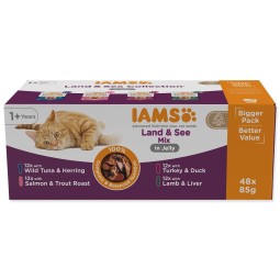 Kapsička IAMS Delights Adult morské a suchozemské mäso v želé multipack 4080g (48x85g)