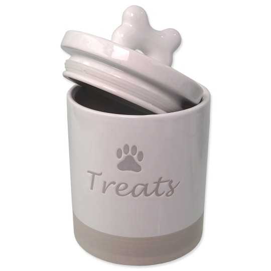 Dóza Dog Fantasy keramická na pamlsky biela s úchytkou 13,5x21,5cm, 1500ml