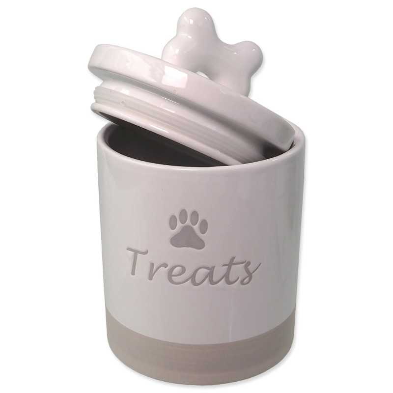Dóza Dog Fantasy keramická na pamlsky biela s úchytkou 13,5x21,5cm, 1500ml