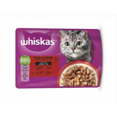 Mars WHISKAS kapsička cat Mäs.výber kura a hrach&hovädzie&morka&jahňa a mrkva v šťave 4 x 85 g