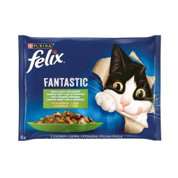 Nestlé FELIX Fantastic cat Multipack výber z rýb želé kapsička 4x85 g