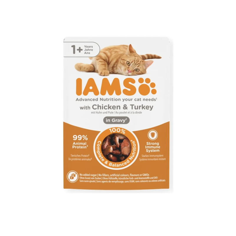 Kapsička IAMS Delights Adult kuracie a morčacie v omáčke 85g