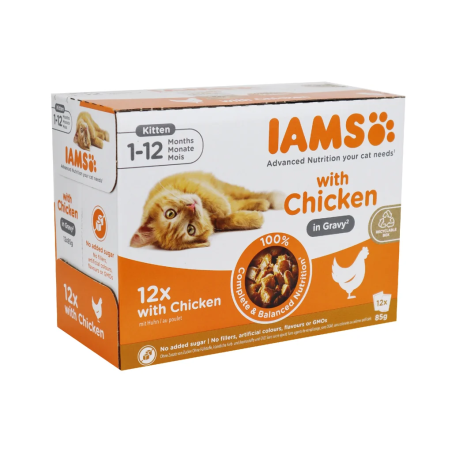IAMS Delights Kitten kura v omáčke multipack 12 x 85 g
