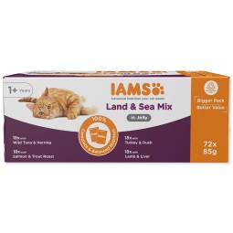 Kapsička IAMS Delights Adult morské a suchozemské mäso v želé multipack 6120g (72x85g)