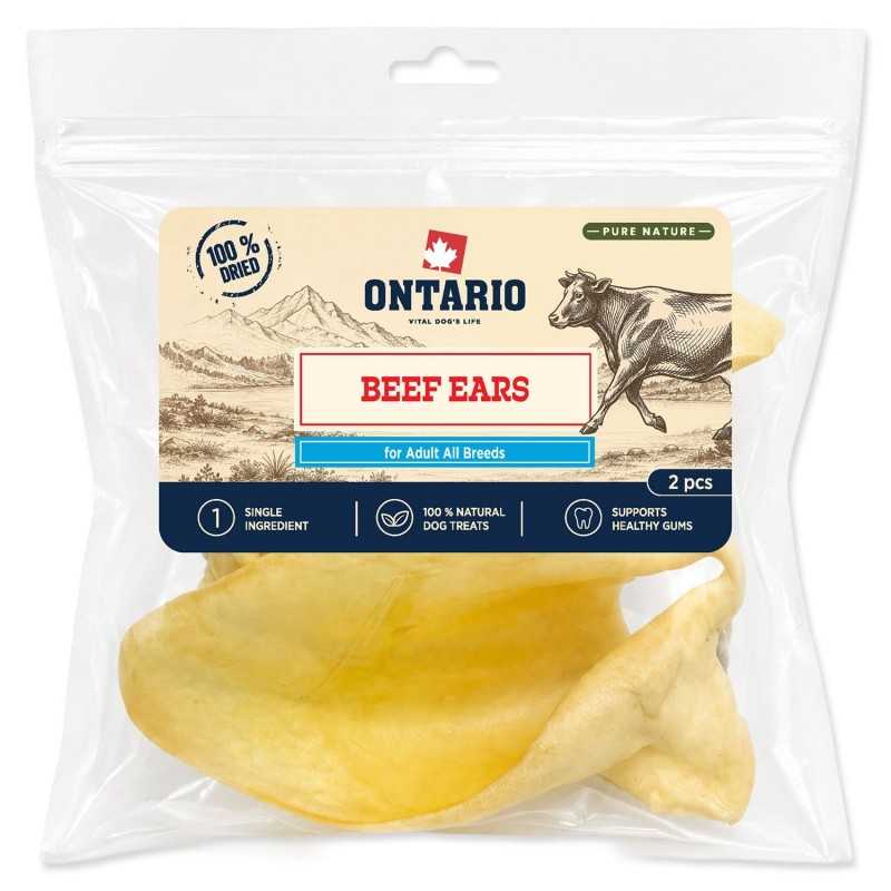 Pochúťka Ontario Pure Nature sušené hovädzie uši 2 ks Pochúťka Ontario Pure Nature sušené hovädzie uši 2 ks