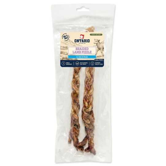 Pochúťka Ontario Pure Nature sušený pletený jahňací penis 2 ks 15 cm