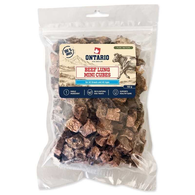 Pochúťka Ontario Pure Nature sušené mini kocky z hovädzích pľúc 150 g