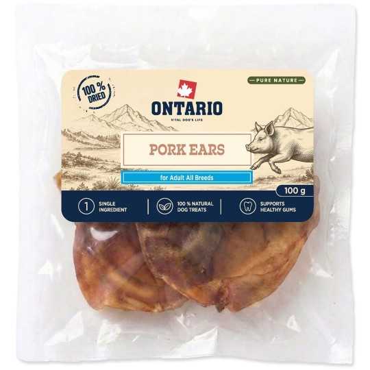 Pochúťka Ontario Pure Nature Sušené Bravčové Ucho, 100 g
